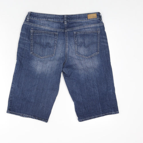 NEXT Womens Blue Cotton Bermuda Shorts Size 12 L13 in Regular Zip