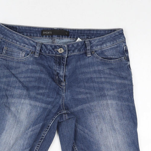 NEXT Womens Blue Cotton Bermuda Shorts Size 12 L13 in Regular Zip