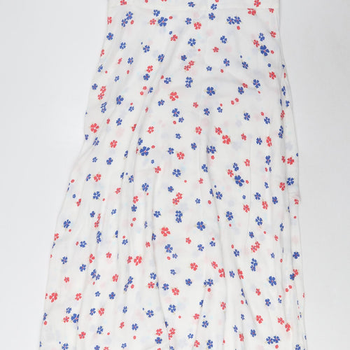 Marks and Spencer Womens White Geometric Viscose A-Line Skirt Size 12 Zip - Frill