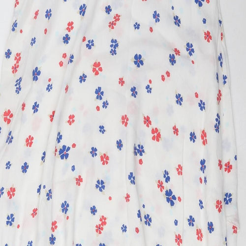Marks and Spencer Womens White Geometric Viscose A-Line Skirt Size 12 Zip - Frill