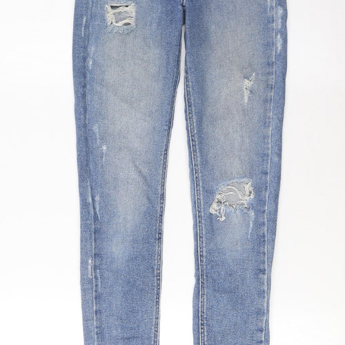 River Island Womens Blue Cotton Skinny Jeans Size 6 L27 in Regular Zip - Pockets