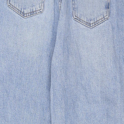 Marks and Spencer Womens Blue Cotton Straight Jeans Size 12 L26 in Regular Zip - Pockets