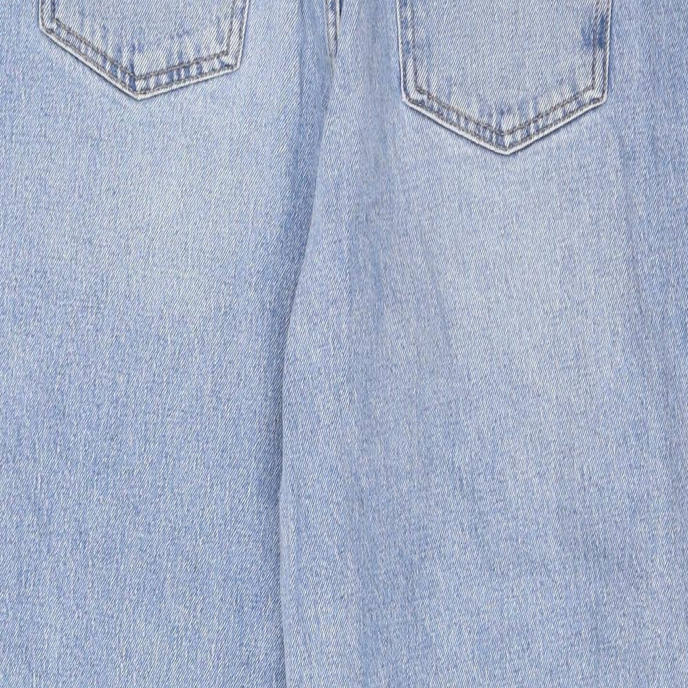 Marks and Spencer Womens Blue Cotton Straight Jeans Size 12 L26 in Regular Zip - Pockets