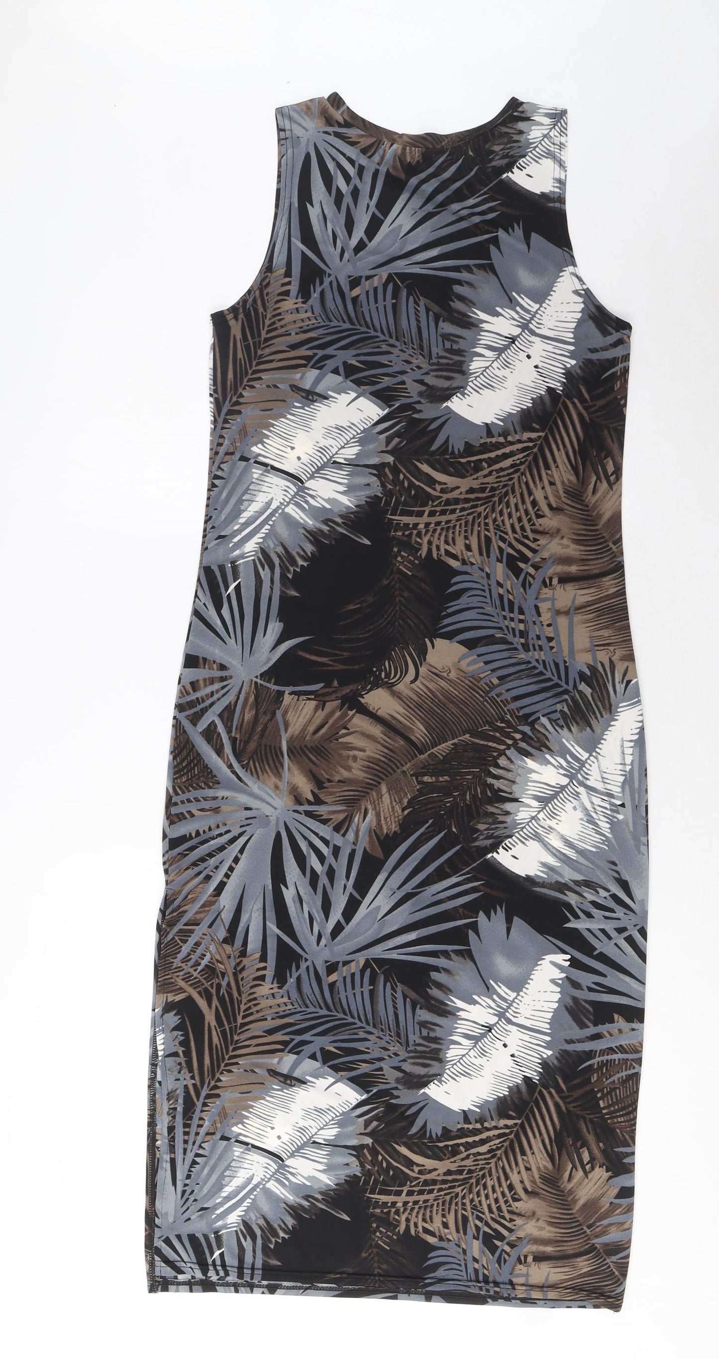 Brave Soul Womens Multicoloured Geometric Polyester Tank Dress Size M Boat Neck Pullover