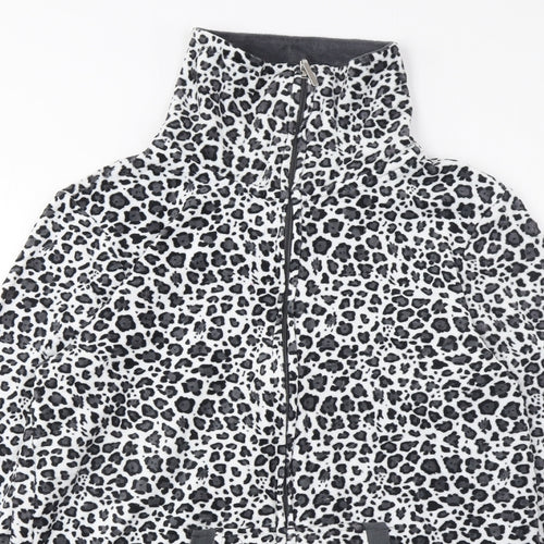 ESMARA Womens Grey Animal Print Polyester Full Zip Sweatshirt Size M Zip - 14/16
