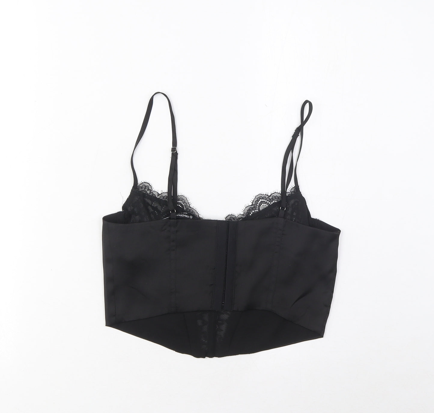 Stradivarius Womens Black Polyester Cropped Tank Size M Sweetheart - Lace
