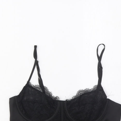 Stradivarius Womens Black Polyester Cropped Tank Size M Sweetheart - Lace