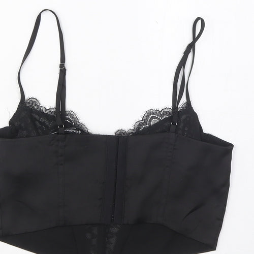Stradivarius Womens Black Polyester Cropped Tank Size M Sweetheart - Lace