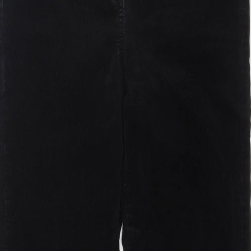 Marks and Spencer Womens Black Cotton Trousers Size 10 L31 in Regular Zip - Pockets