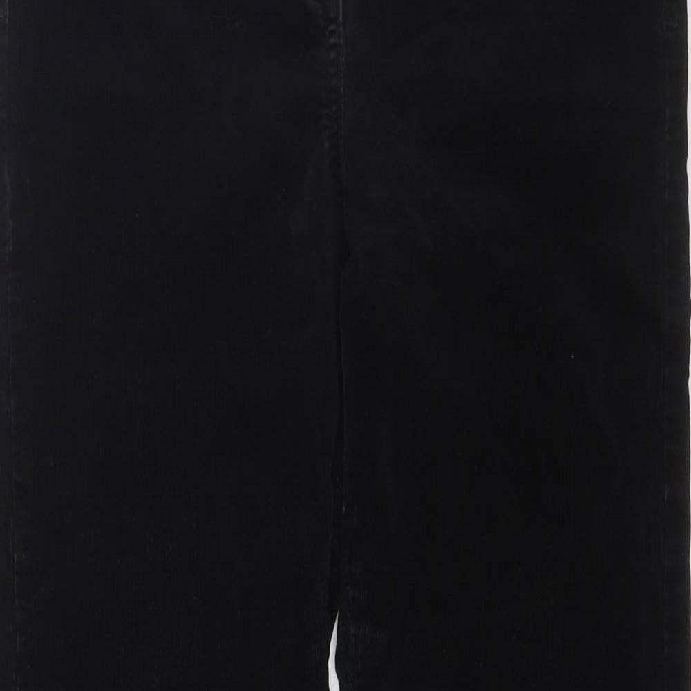 Marks and Spencer Womens Black Cotton Trousers Size 10 L31 in Regular Zip - Pockets
