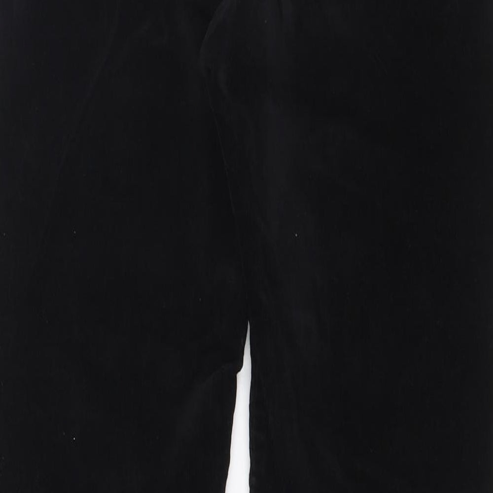 Marks and Spencer Womens Black Cotton Trousers Size 10 L31 in Regular Zip - Pockets