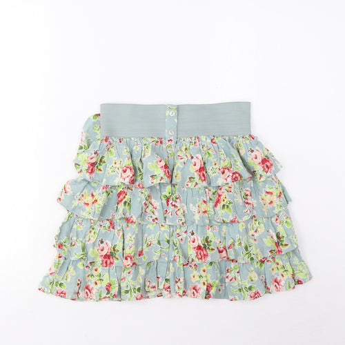 Zara Womens Multicoloured Floral Viscose A-Line Skirt Size S Button
