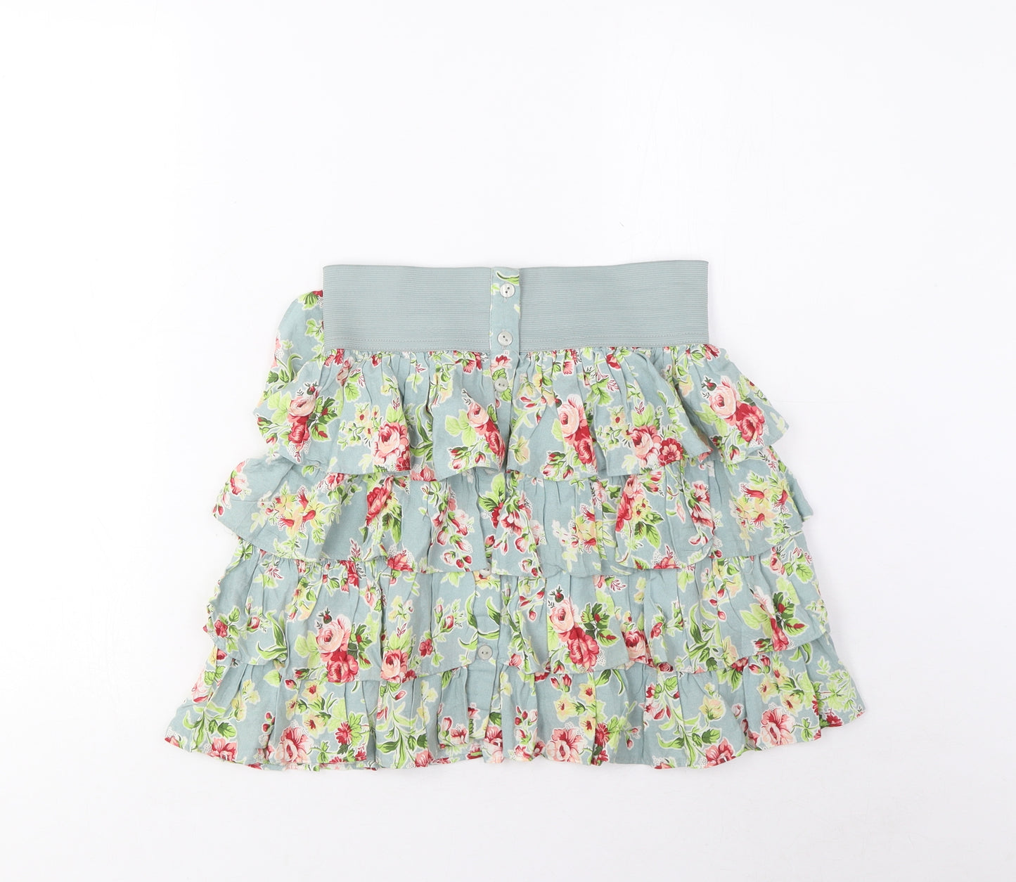 Zara Womens Multicoloured Floral Viscose A-Line Skirt Size S Button