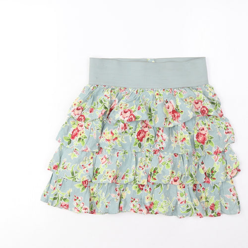 Zara Womens Multicoloured Floral Viscose A-Line Skirt Size S Button