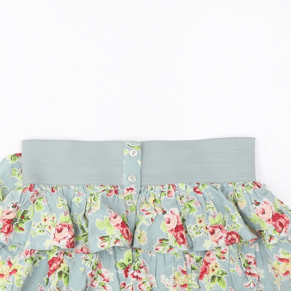 Zara Womens Multicoloured Floral Viscose A-Line Skirt Size S Button