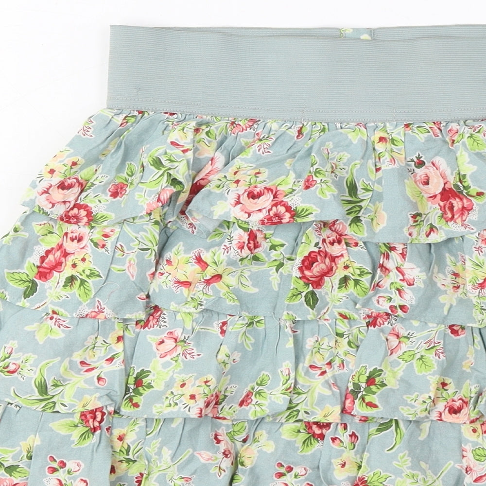 Zara Womens Multicoloured Floral Viscose A-Line Skirt Size S Button