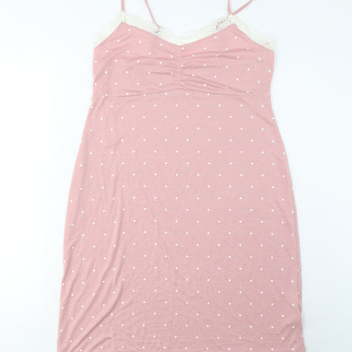 Marks and Spencer Womens Pink Polka Dot Viscose Cami Dress Size M - Embroidered