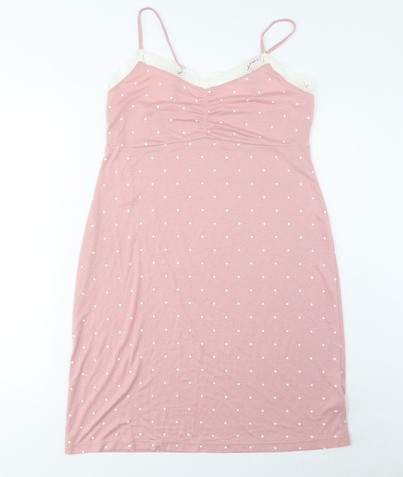 Marks and Spencer Womens Pink Polka Dot Viscose Cami Dress Size M - Embroidered