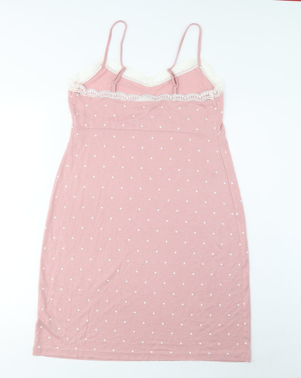 Marks and Spencer Womens Pink Polka Dot Viscose Cami Dress Size M - Embroidered