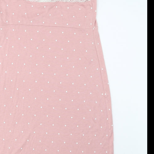 Marks and Spencer Womens Pink Polka Dot Viscose Cami Dress Size M - Embroidered