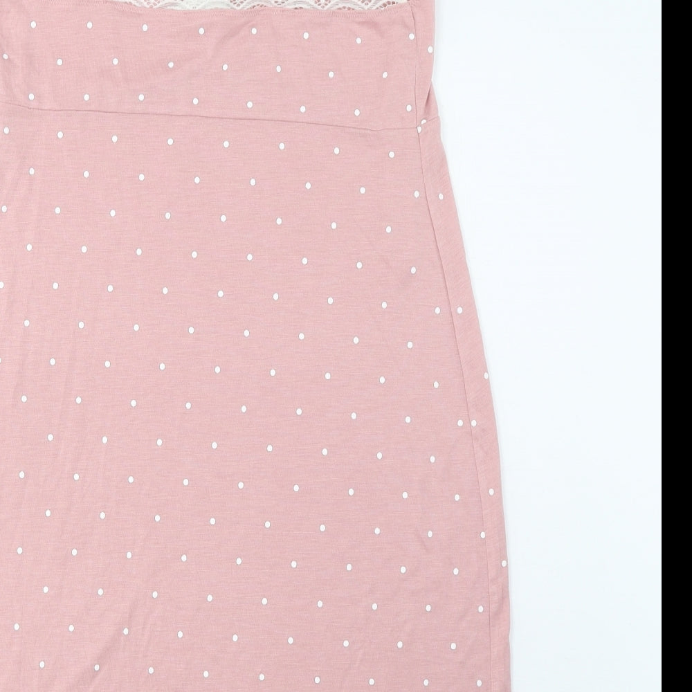 Marks and Spencer Womens Pink Polka Dot Viscose Cami Dress Size M - Embroidered