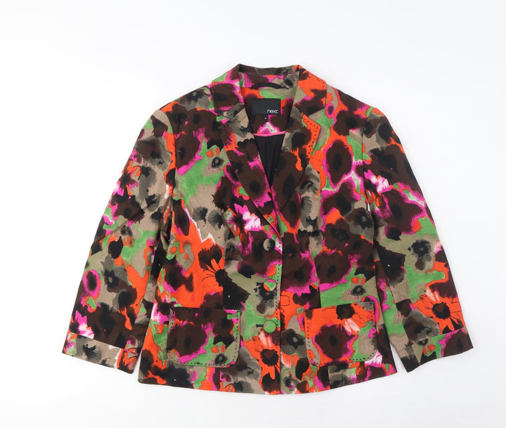 Marks and Spencer Womens Multicoloured Floral Jacket Blazer Size 10 Button - Pockets