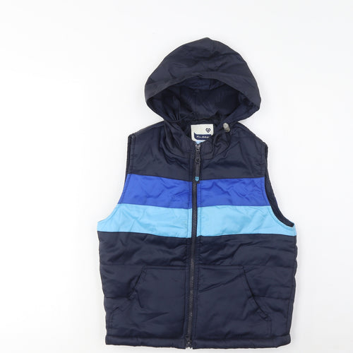 Miss Selfridge Womens Blue Striped Gilet Jacket Size 10 Zip - Pockets
