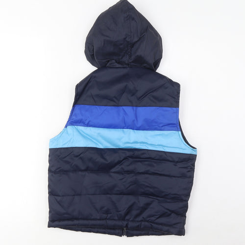Miss Selfridge Womens Blue Striped Gilet Jacket Size 10 Zip - Pockets