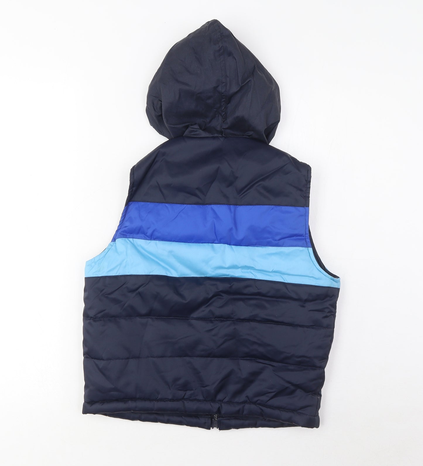 Miss Selfridge Womens Blue Striped Gilet Jacket Size 10 Zip - Pockets