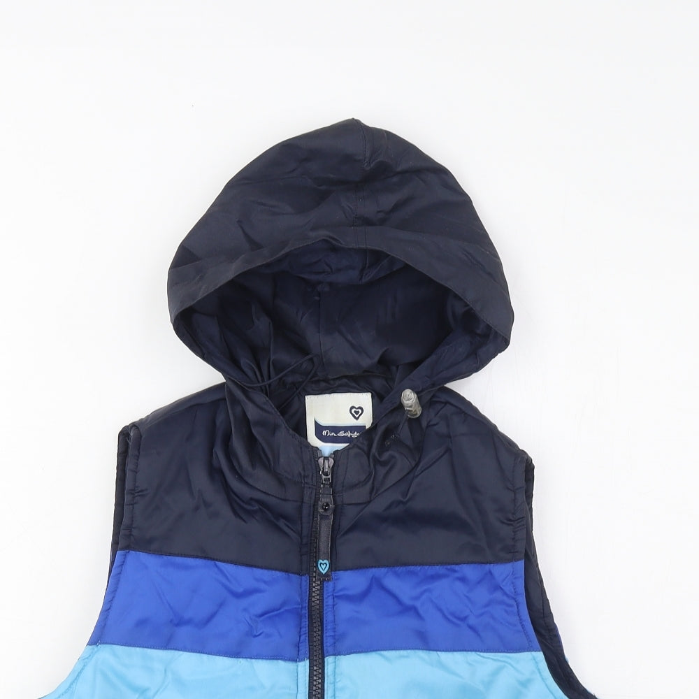 Miss Selfridge Womens Blue Striped Gilet Jacket Size 10 Zip - Pockets
