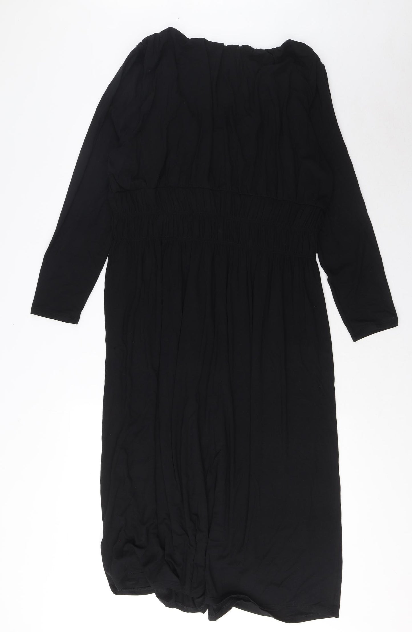 Marks and Spencer Womens Black Viscose A-Line Size 18 Scoop Neck Pullover - Pleated