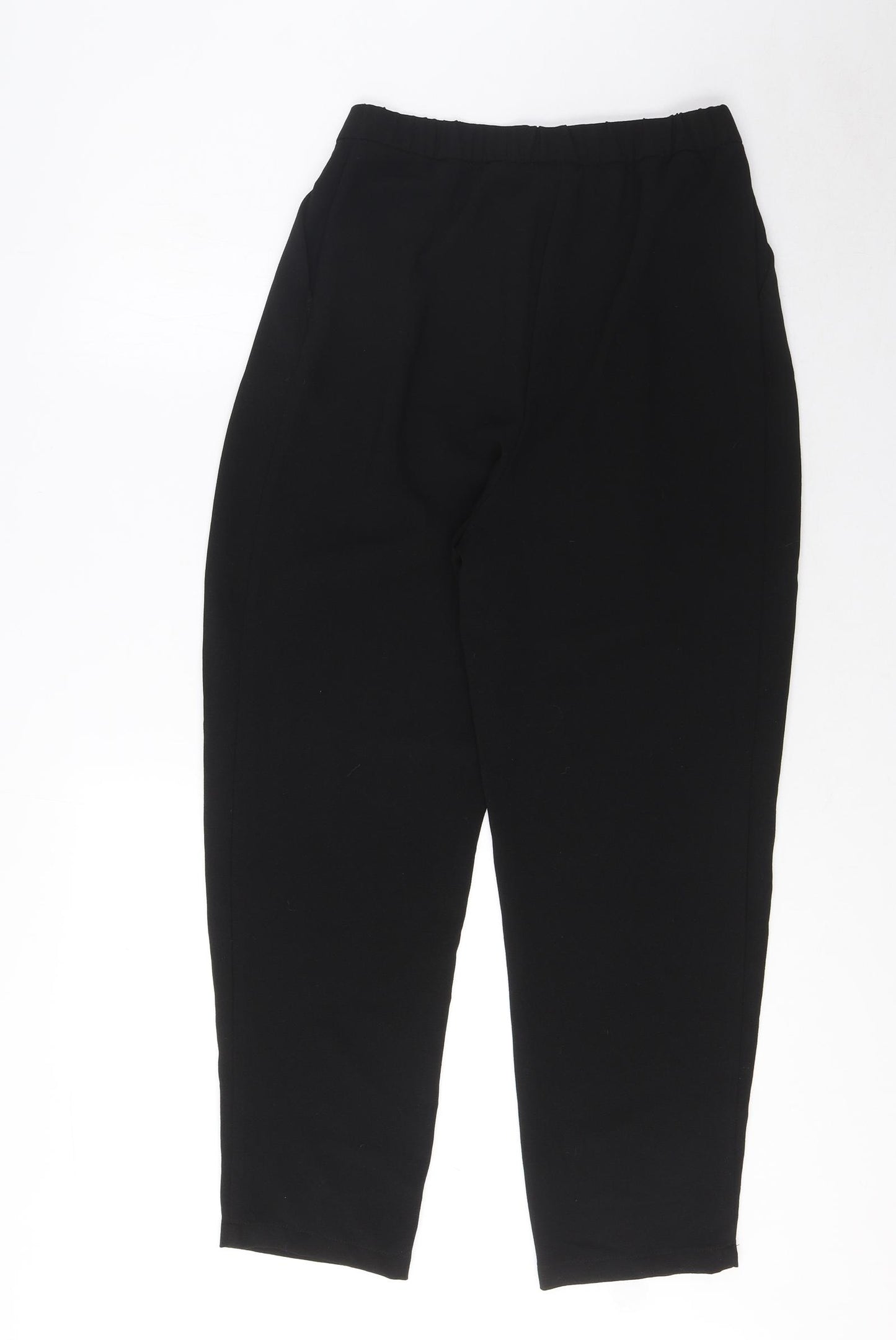 Marks and Spencer Womens Black Polyester Trousers Size 8 L26 in Regular Zip - Pleated