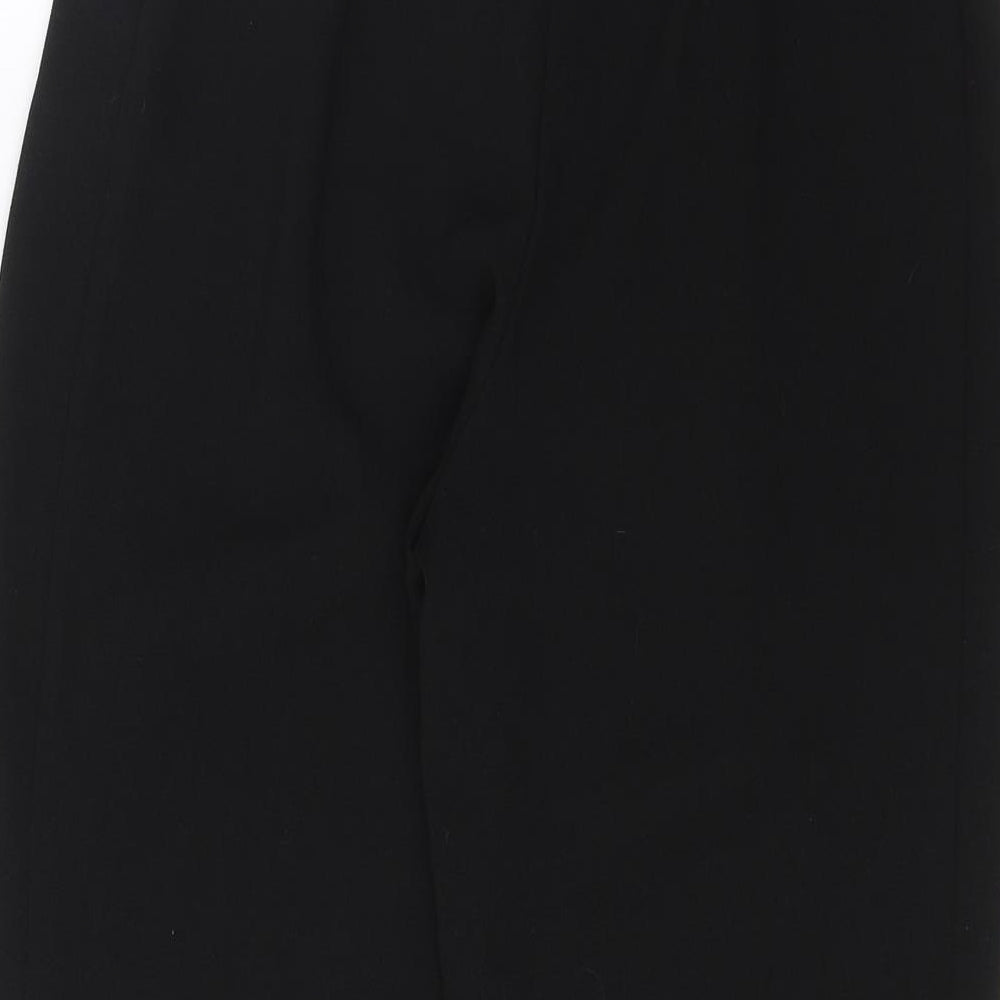 Marks and Spencer Womens Black Polyester Trousers Size 8 L26 in Regular Zip - Pleated
