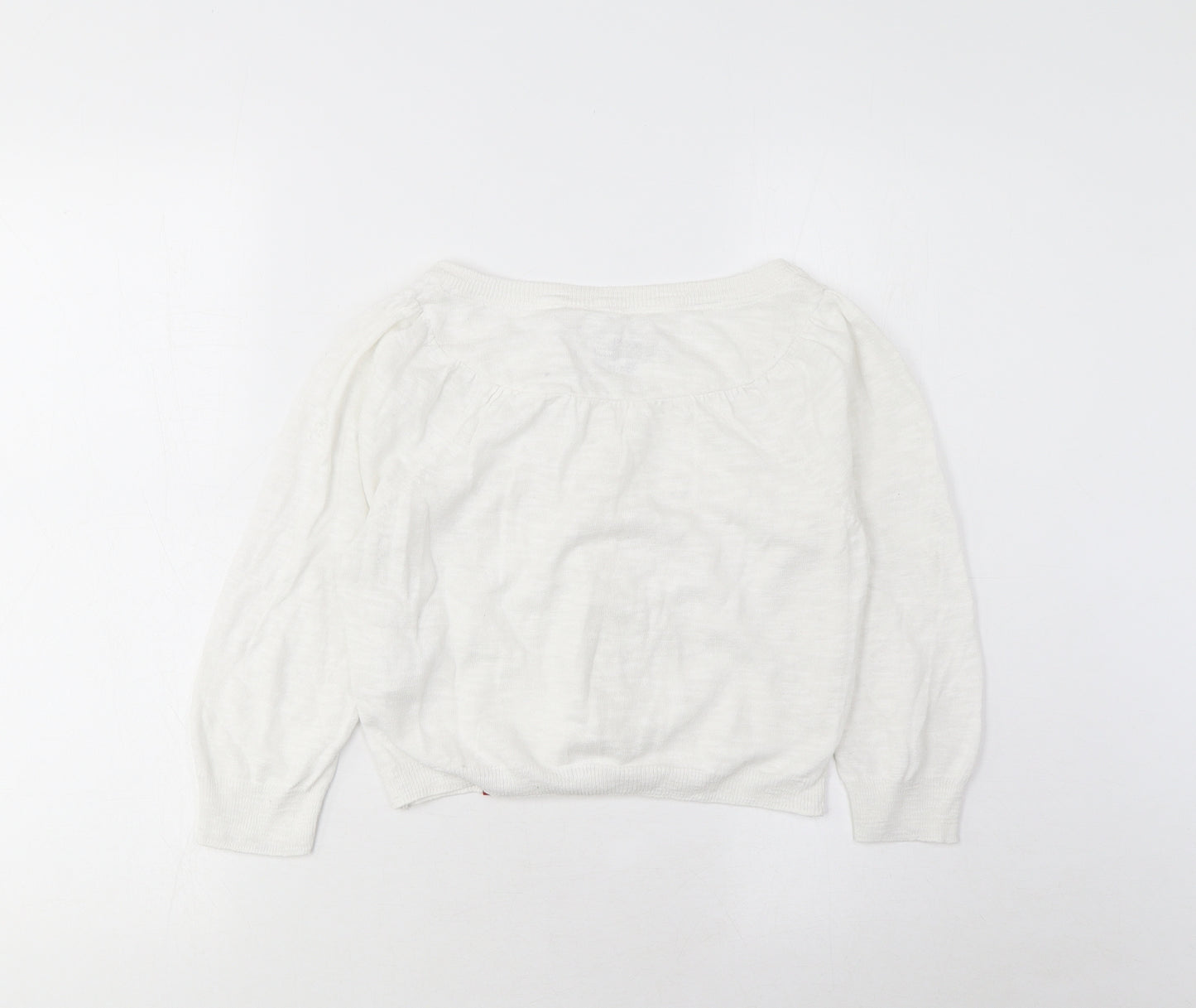 EDC Womens White Boat Neck Cotton Cardigan Jumper Size M - Pleated, Buttons