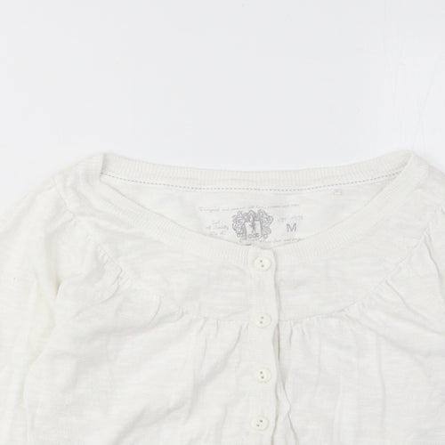 EDC Womens White Boat Neck Cotton Cardigan Jumper Size M - Pleated, Buttons