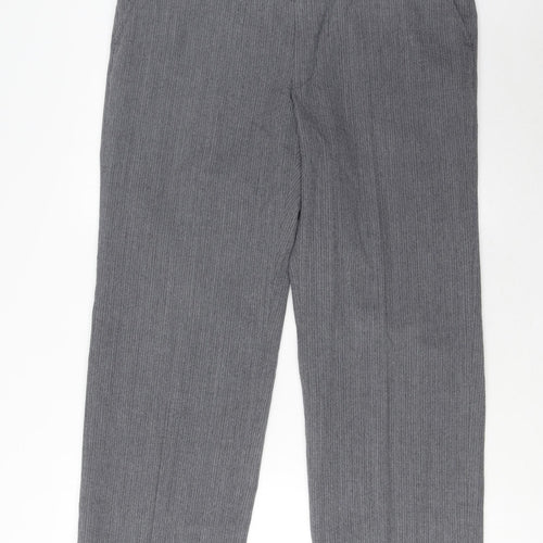 St Michael Mens Grey Polyester Trousers Size 34 in L29 in Regular Hook & Eye - Short Leg, Pockets