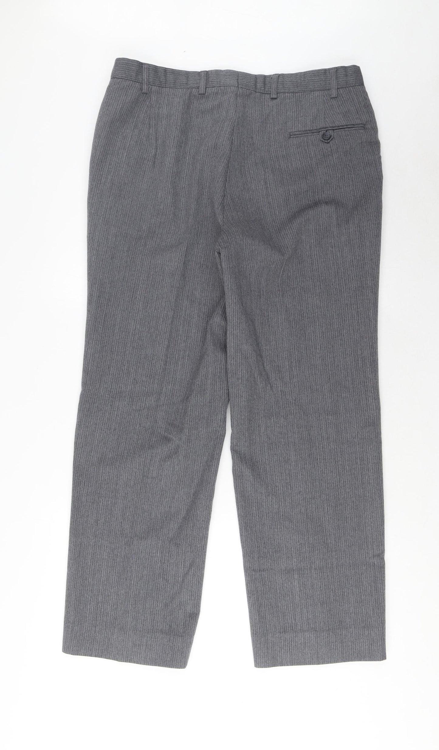 St Michael Mens Grey Polyester Trousers Size 34 in L29 in Regular Hook & Eye - Short Leg, Pockets