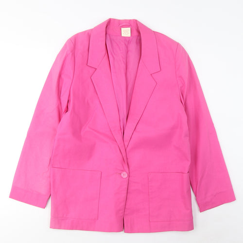 Topshop Womens Pink Jacket Blazer Size 10 Button - Pockets