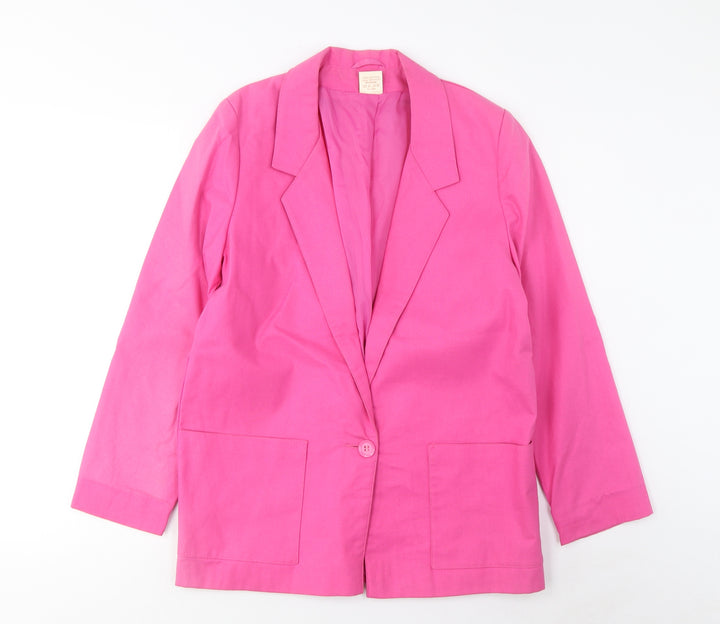 Topshop Womens Pink Jacket Blazer Size 10 Button - Pockets