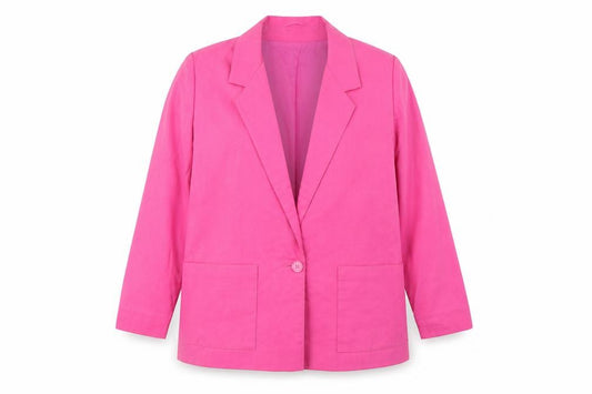 Front view of Topshop women’s pink jacket blazer, size UK 10, button - pockets