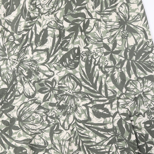 EWM Womens Green Geometric Linen A-Line Skirt Size 16 Zip