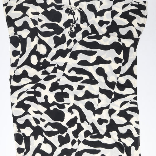 Marks and Spencer Womens Black Geometric Modal A-Line Size M V-Neck Pullover