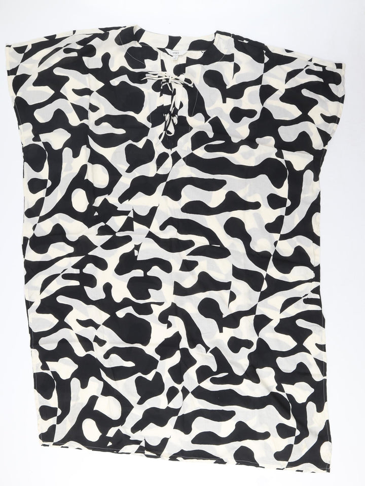 Marks and Spencer Womens Black Geometric Modal A-Line Size M V-Neck Pullover