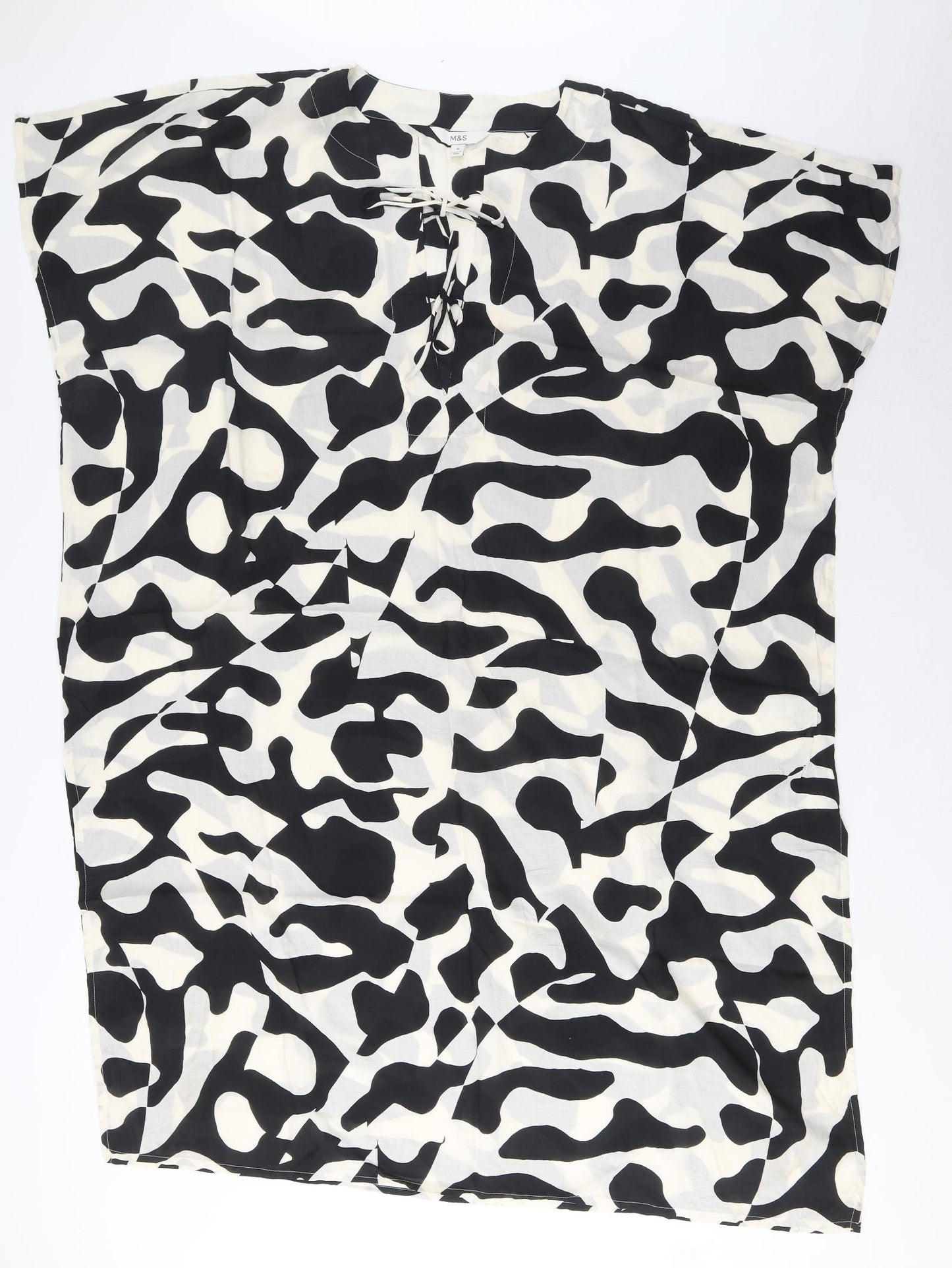 Marks and Spencer Womens Black Geometric Modal A-Line Size M V-Neck Pullover