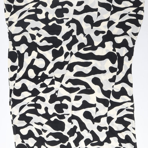 Marks and Spencer Womens Black Geometric Modal A-Line Size M V-Neck Pullover