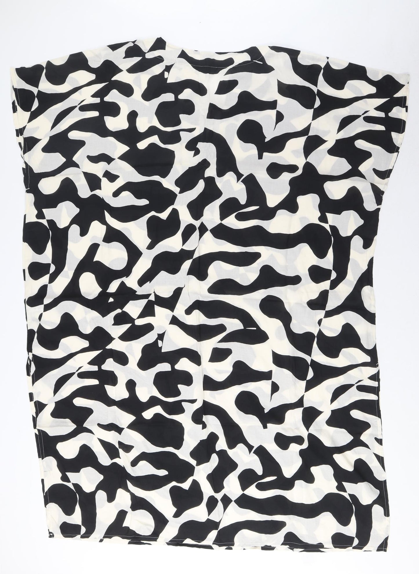 Marks and Spencer Womens Black Geometric Modal A-Line Size M V-Neck Pullover