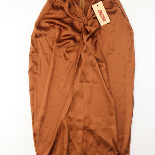 Misspap Womens Brown Polyester A-Line Skirt Size 8 Zip