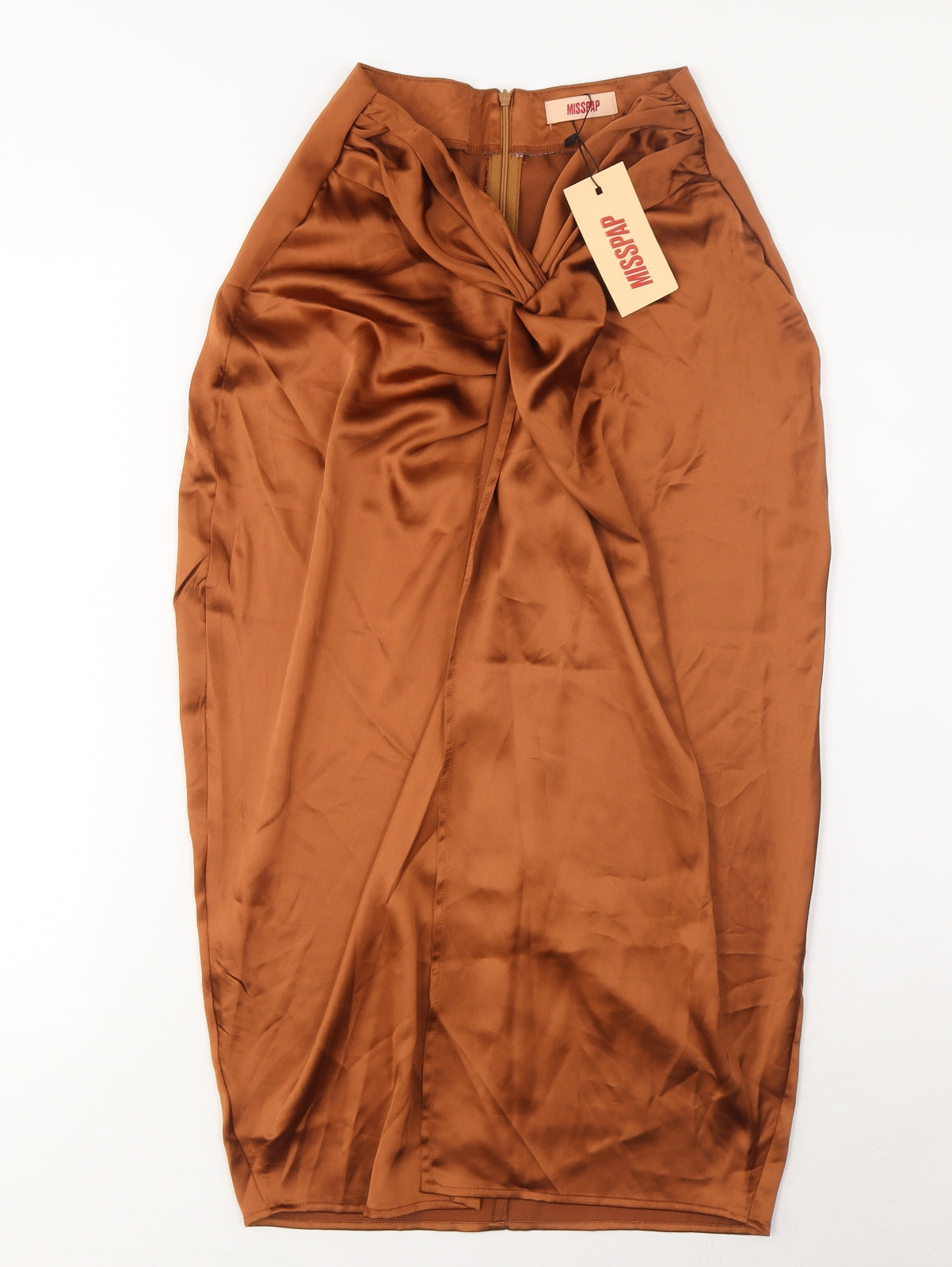 Misspap Womens Brown Polyester A-Line Skirt Size 8 Zip