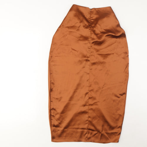 Misspap Womens Brown Polyester A-Line Skirt Size 8 Zip