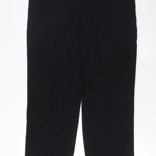 Marks and Spencer Womens Black Polyester Trousers Size 12 L30 in Regular Hook & Eye - Pockets